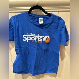 GILDAN Boys Size Large Blue Short Sleeve Tee Shirt Canlan Sports Camps